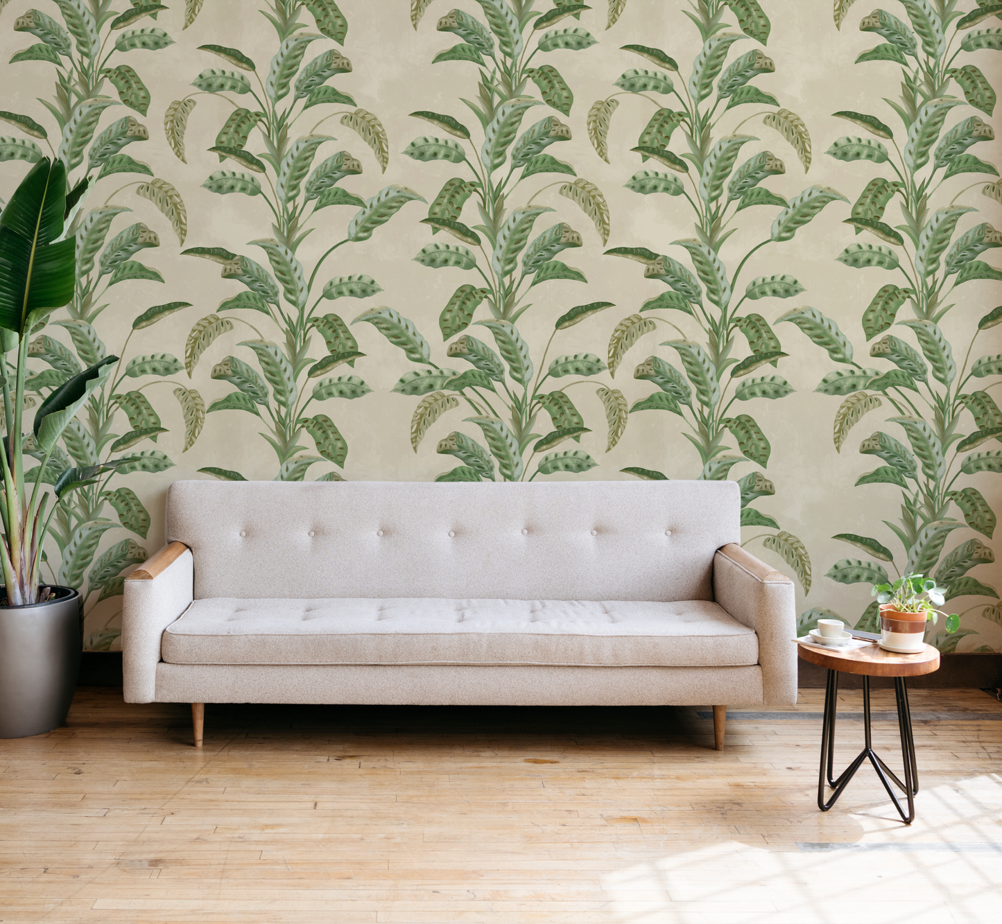 Watercolour Exotic Leaves-Botanical Elegance Wallpaper