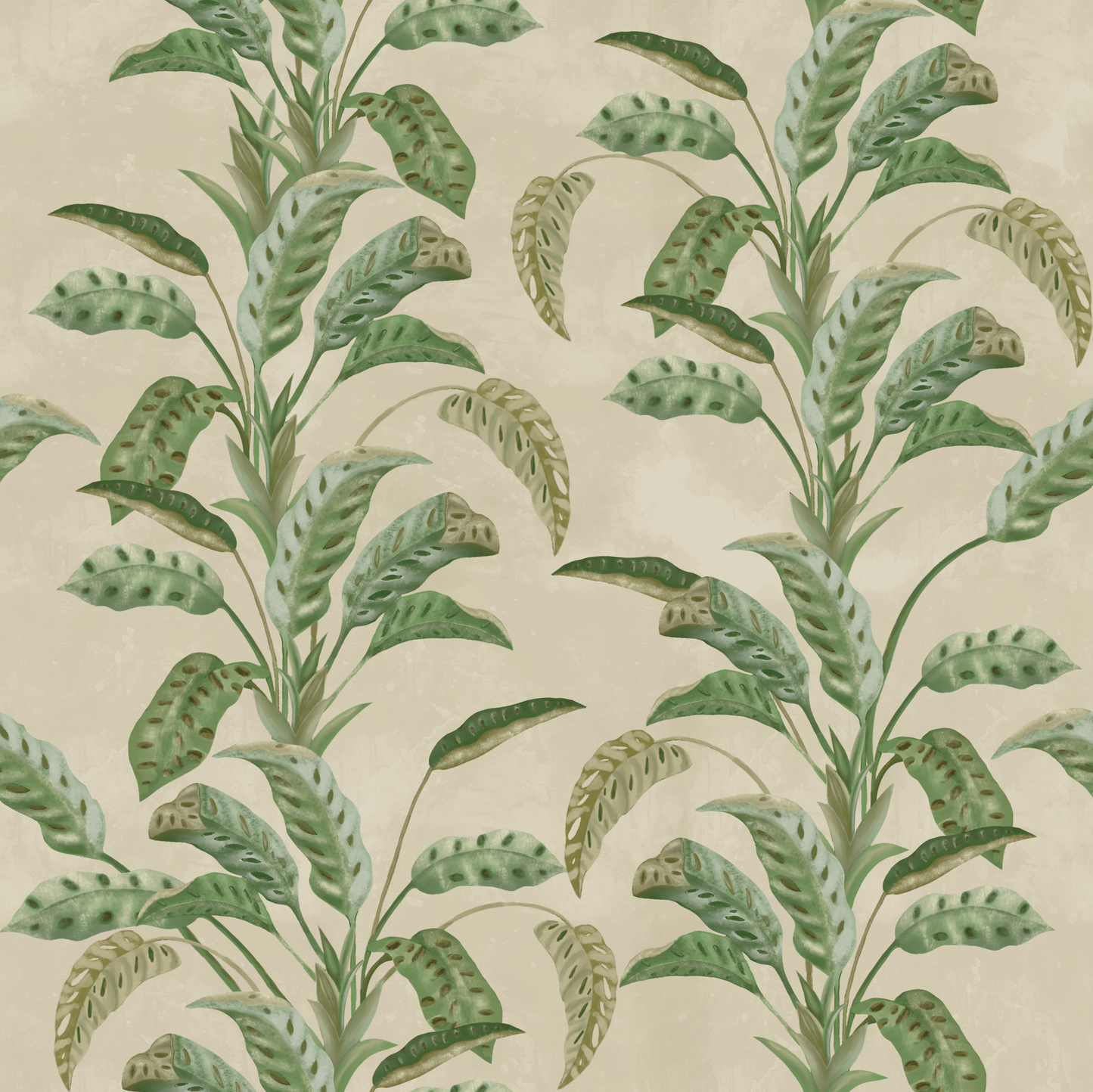 Watercolour Exotic Leaves-Botanical Elegance Wallpaper