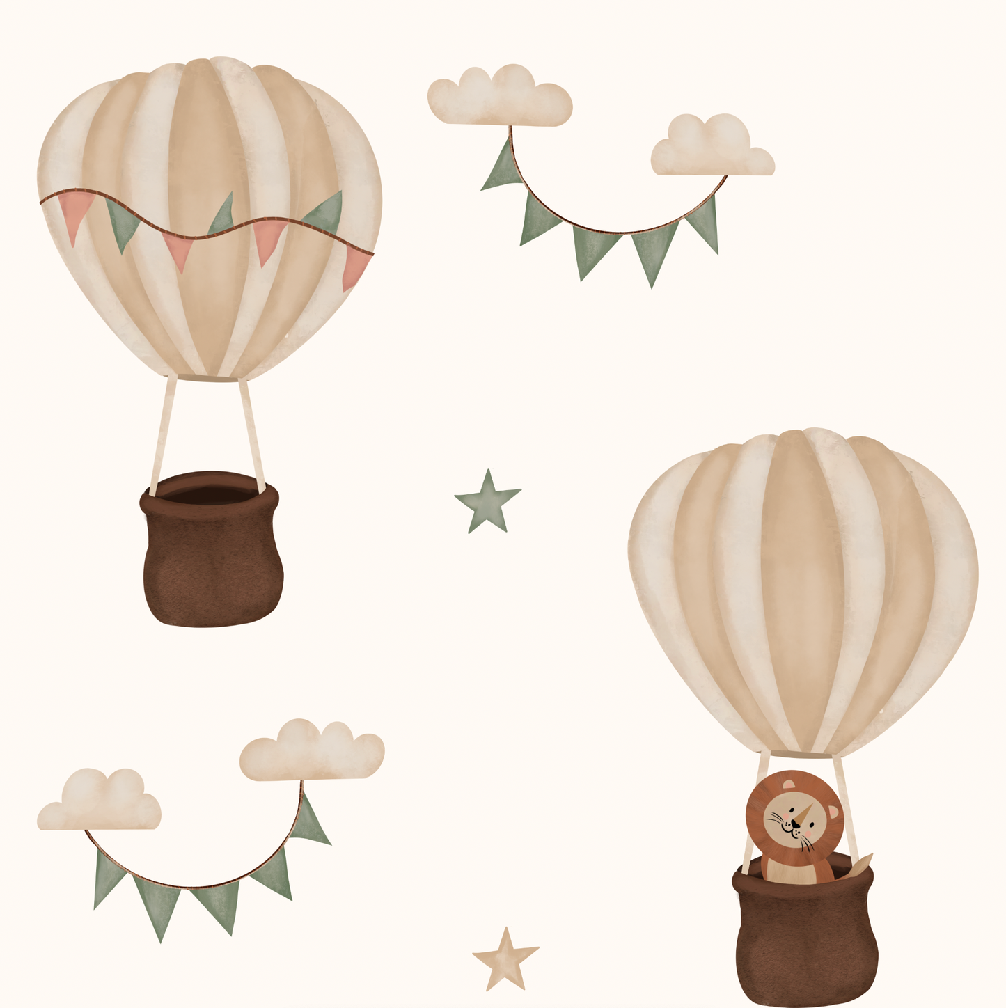 Air Balloons Nursery Wallcovering for Serene Kids' Spaces