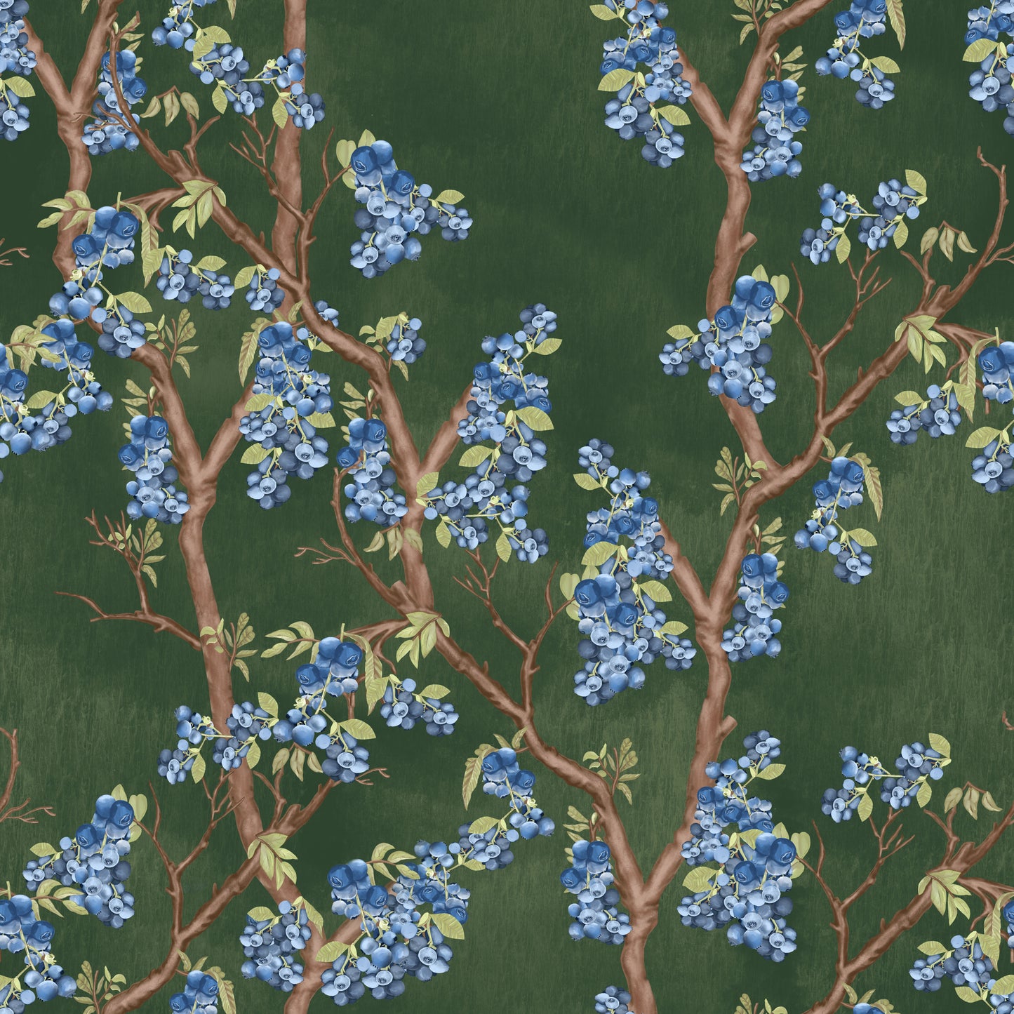Luxe Blueberry Dream: Realistic Textured Tree Mural for Living Room and Bedroom Walls