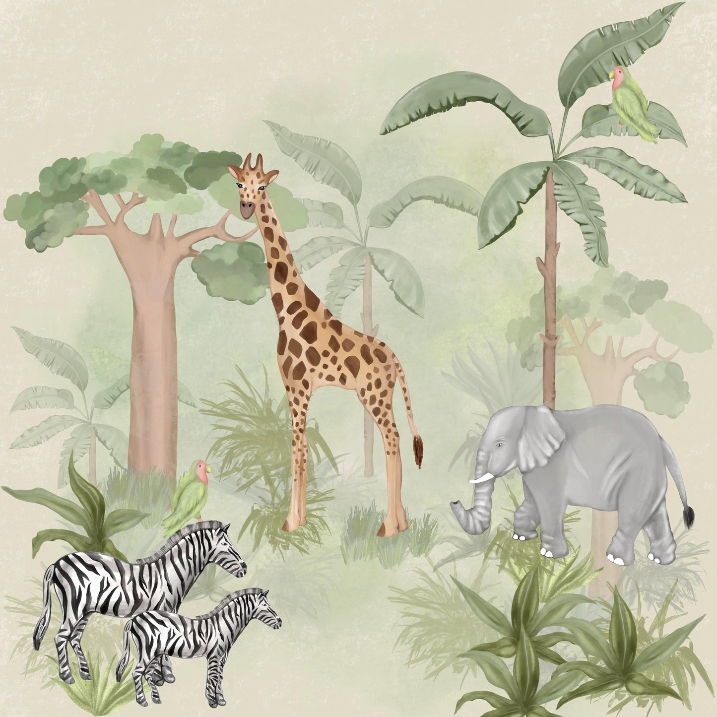 Nursery Kids Animal Kingdom Mural